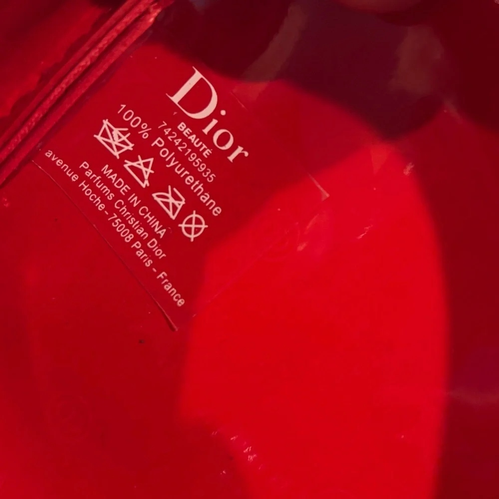 NWT Dior Red Embossed Logo Cosmetic Makeup Pouch Bag w/ Zipper Protector - Picture 8 of 8